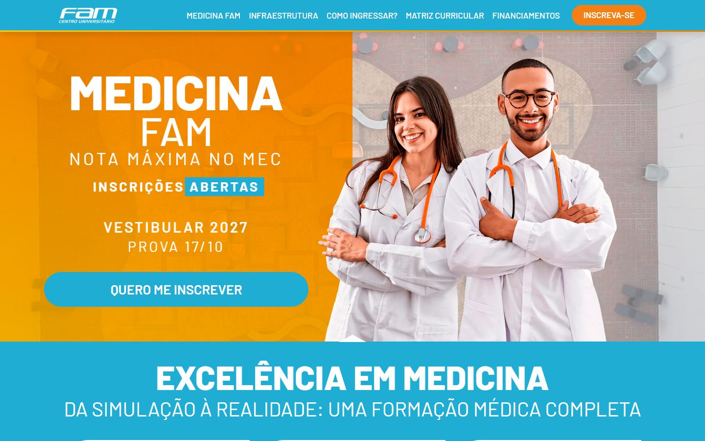 Página inicial do site Medicina FAM